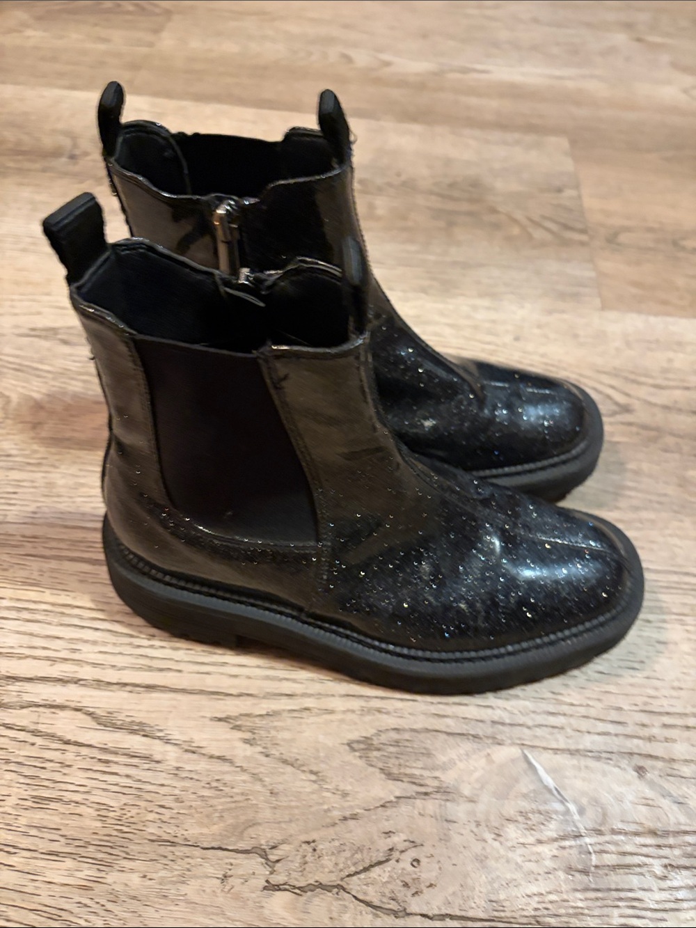 Sam Edelman Black Glitter Chelsea Ankle Boots